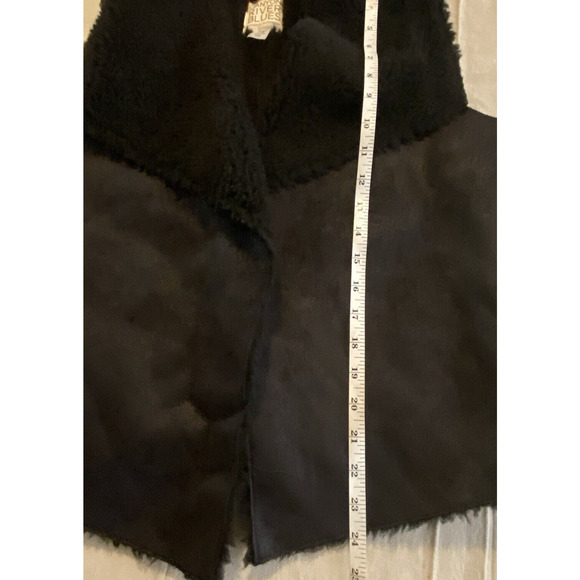 Canyon River Blues Vest Womens L / XL Black Faux Suede & Faux Fur Lined Vest - Picture 9 of 10
